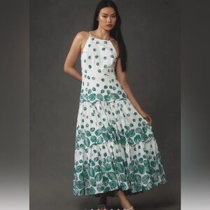 Anthropologie mauve halter tiered maxi dress